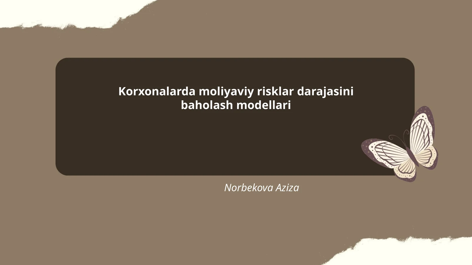 Korxonalarda moliyaviy risklar darajasini baholash modellari