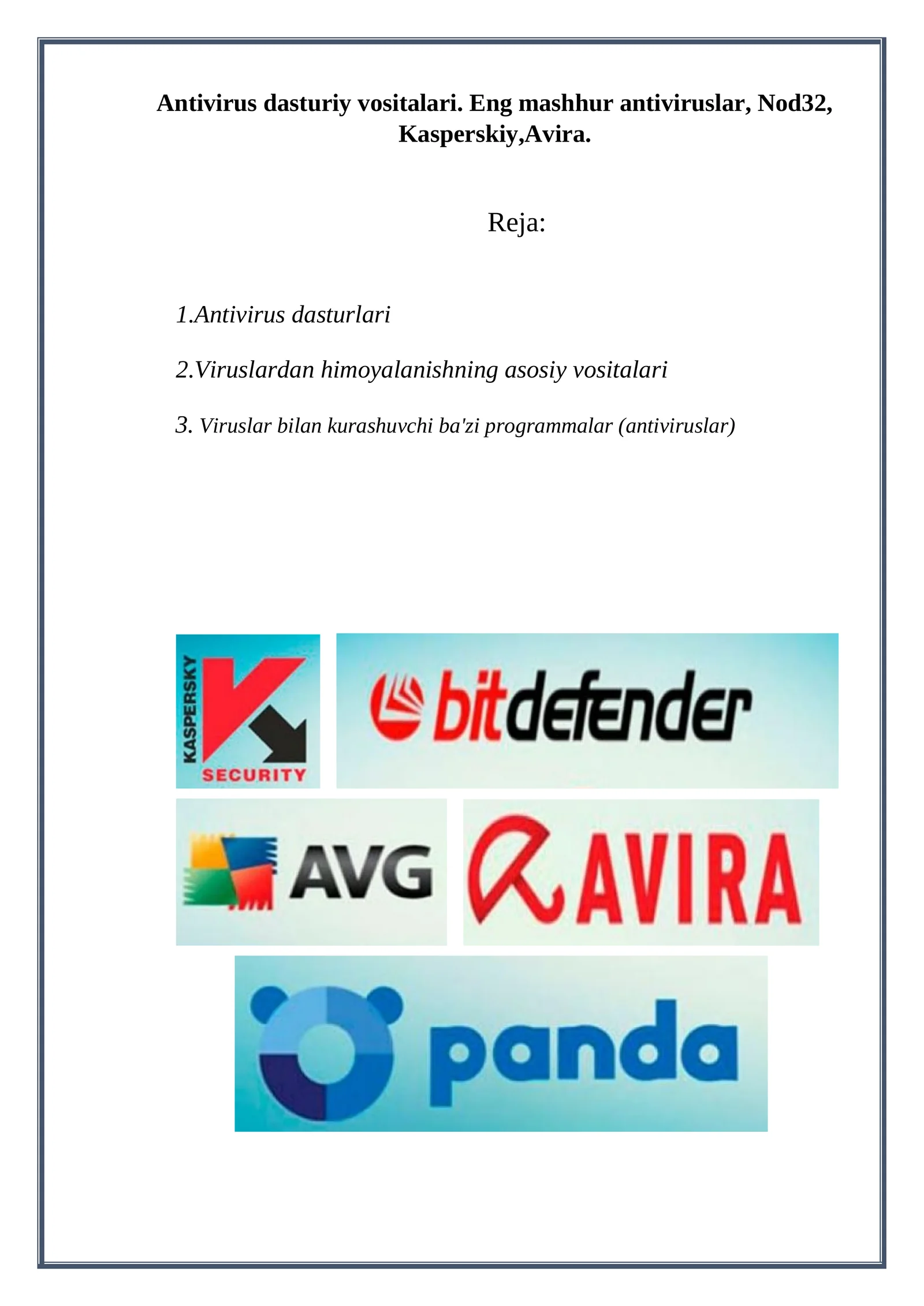 Antivirus dasturiy vositalari