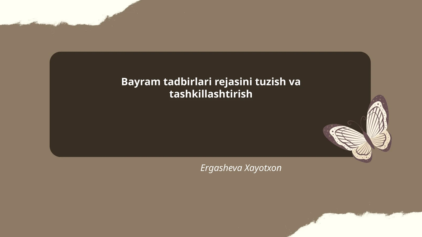 Bayram tadbirlari rejasini tuzish va tashkillashtirish