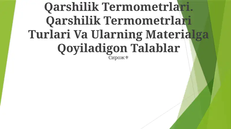 Qarshilik Termometrlari