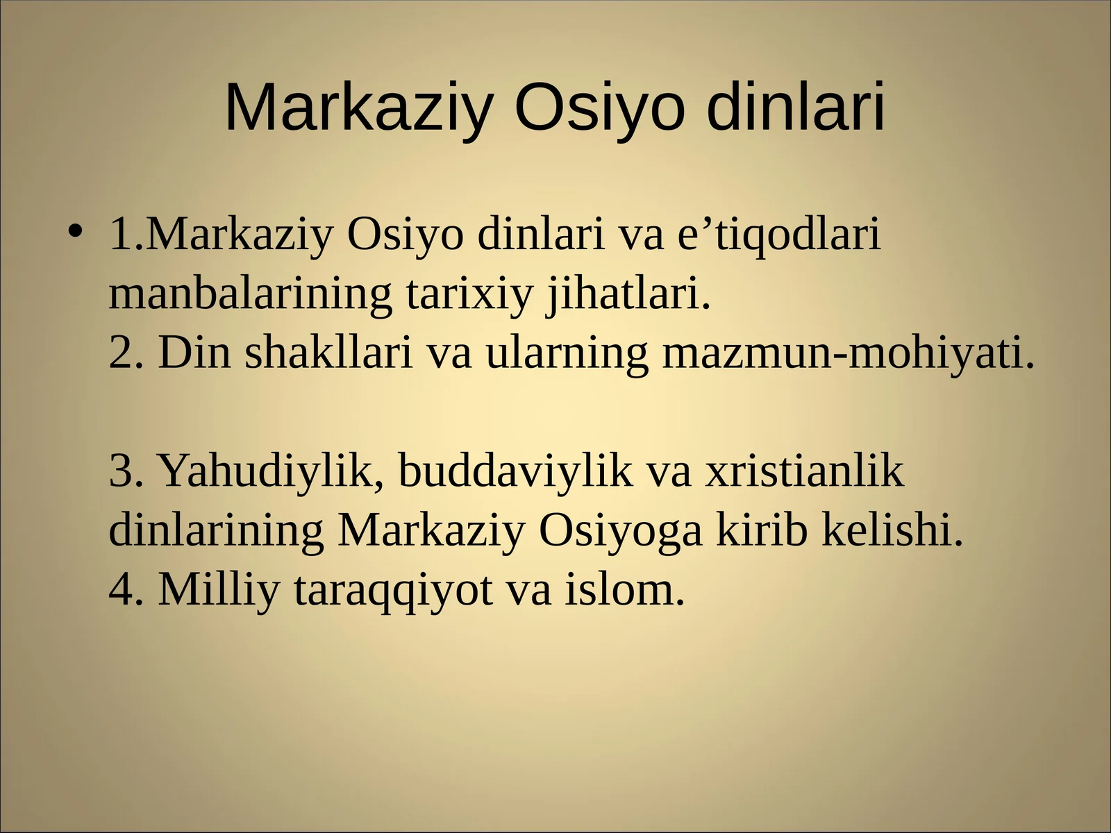 Markaziy Osiyo dinlari