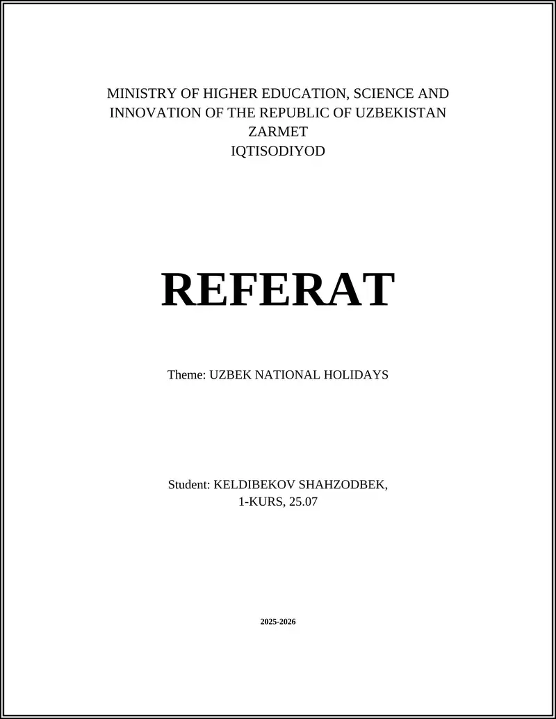 ZARMET IQTISODIYOD REFERAT