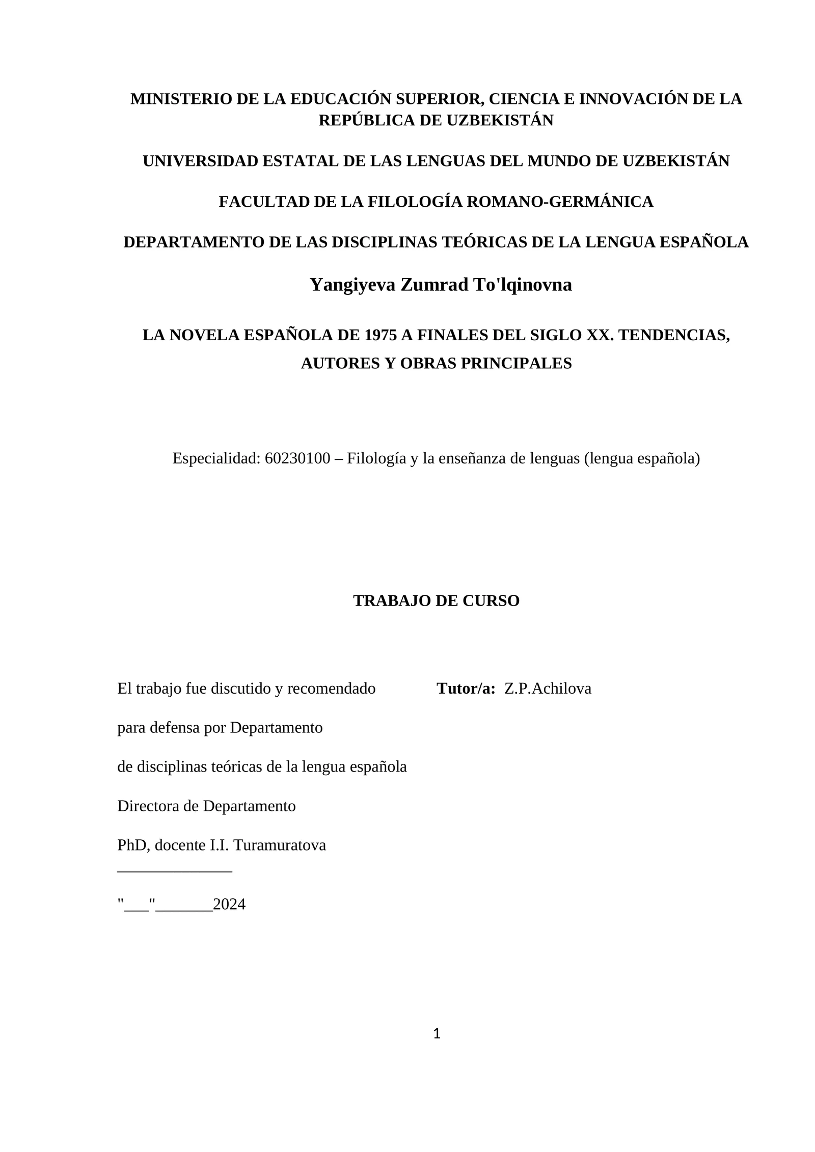 La novela española de 1975 a finales del siglo XX. Tendencias, autores y obras principales