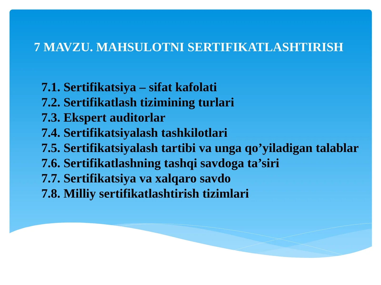 MAHSULOTNI SERTIFIKATLASHTIRISH