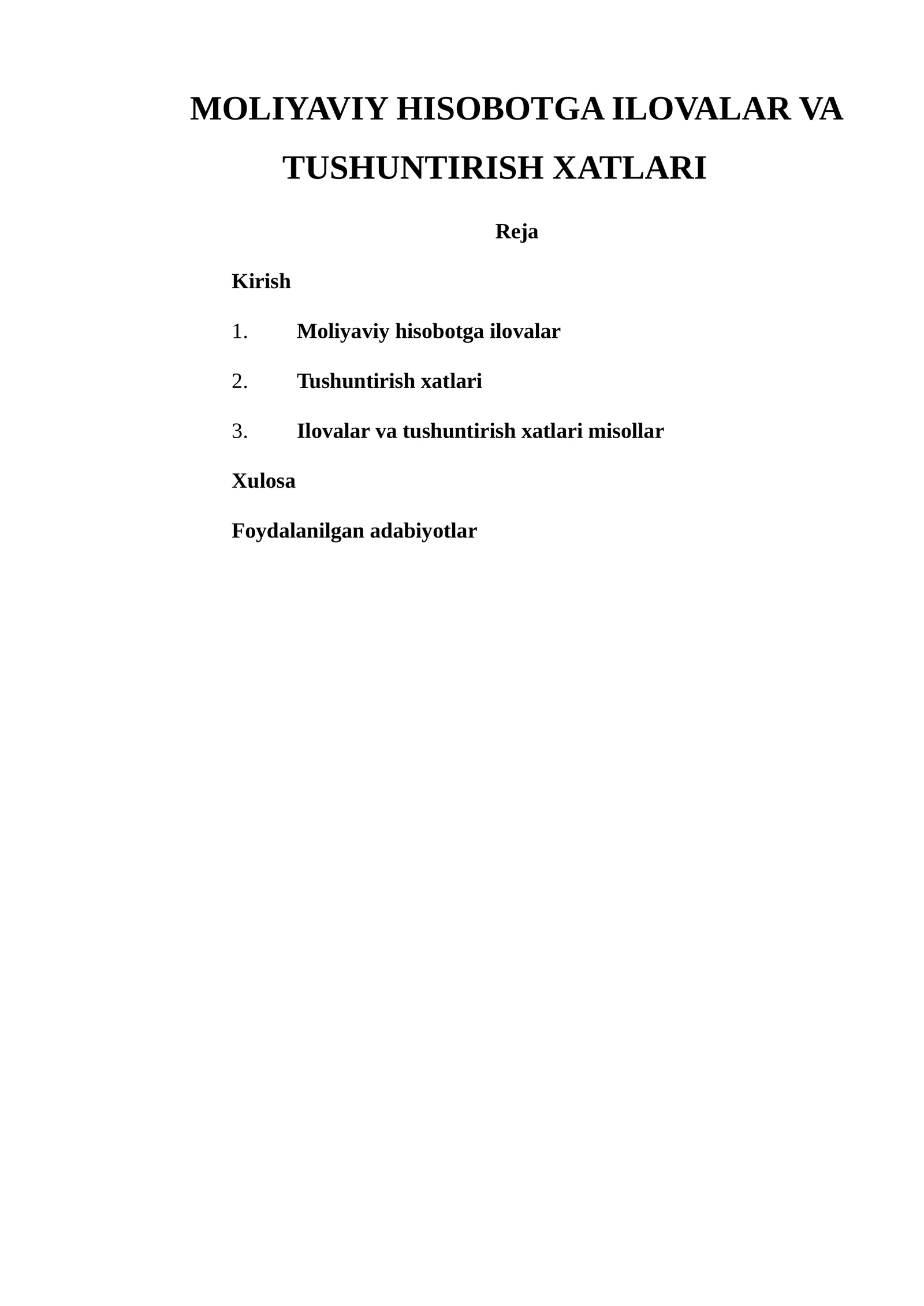 Moliyaviy hisobotga ilovalar va tushuntirish xatlari