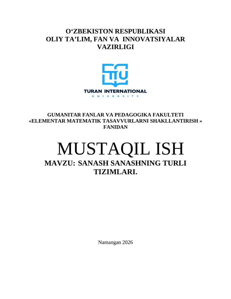 Sanash Sanashning Turli Tizimlari