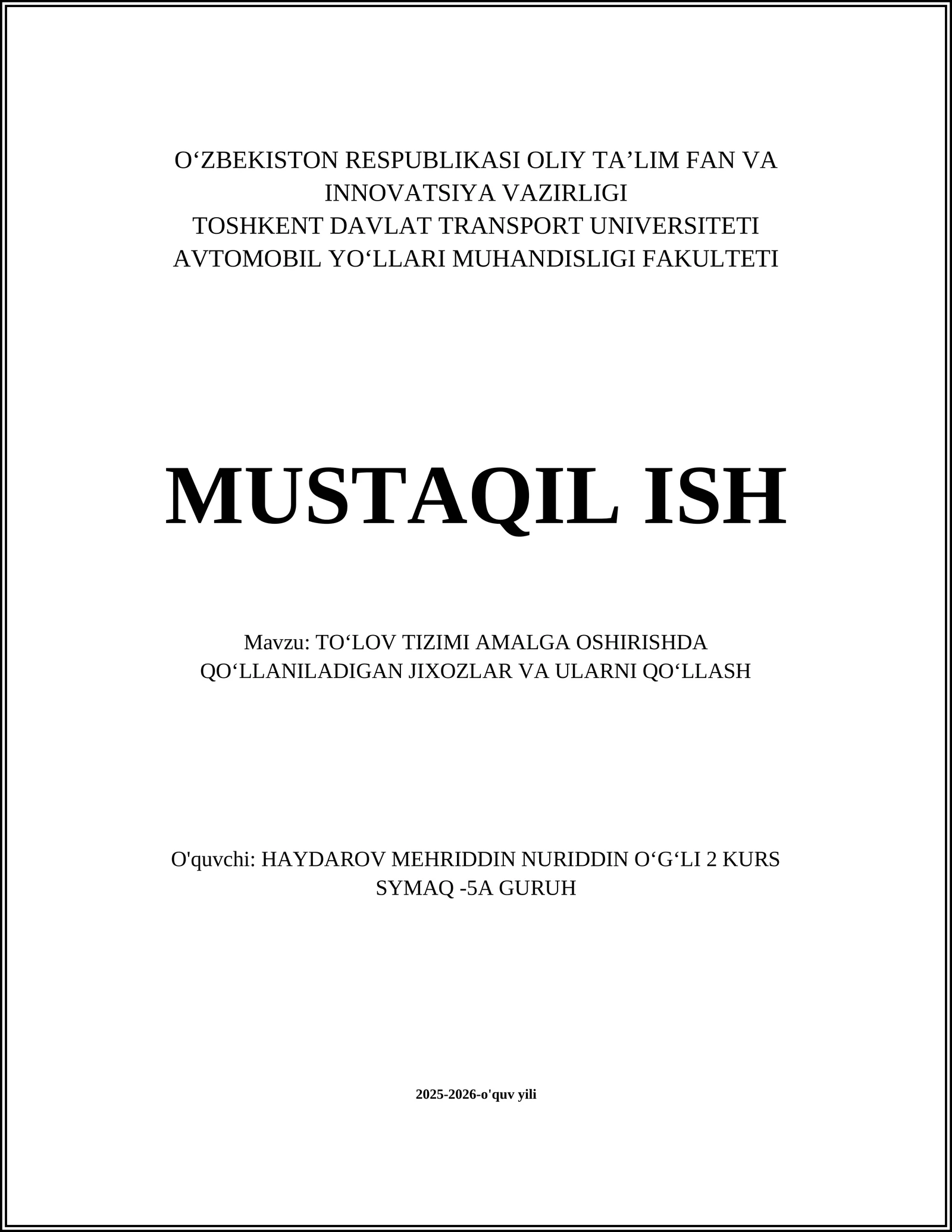 TOʻLOV TIZIMI AMALGA OSHIRISHDA QOʻLLANILADIGAN JIXOZLAR VA ULARNI QOʻLLASH