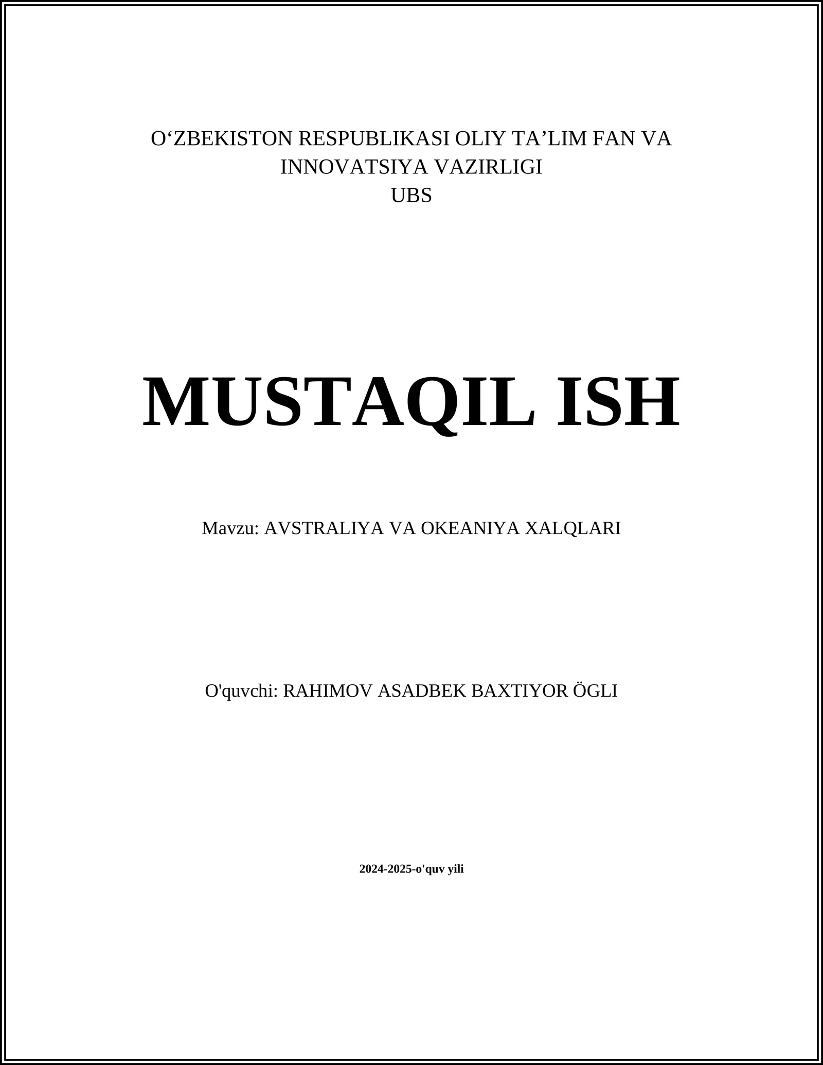 AVSTRALIYA VA OKEANIYA XALQLARI