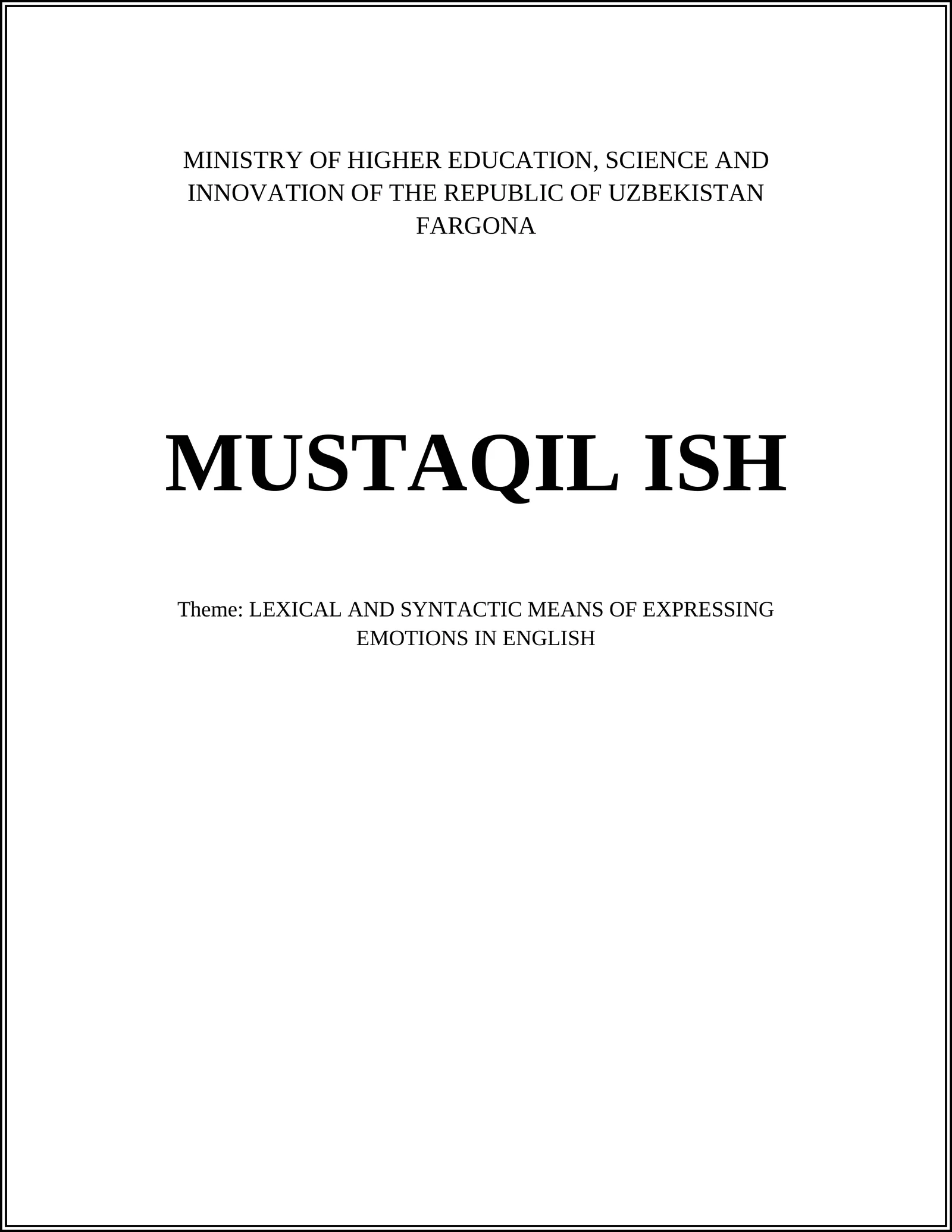 LEXICAL AND SYNTACTIC MEANS OF EXPRESSING EMOTIONS IN ENGLISH