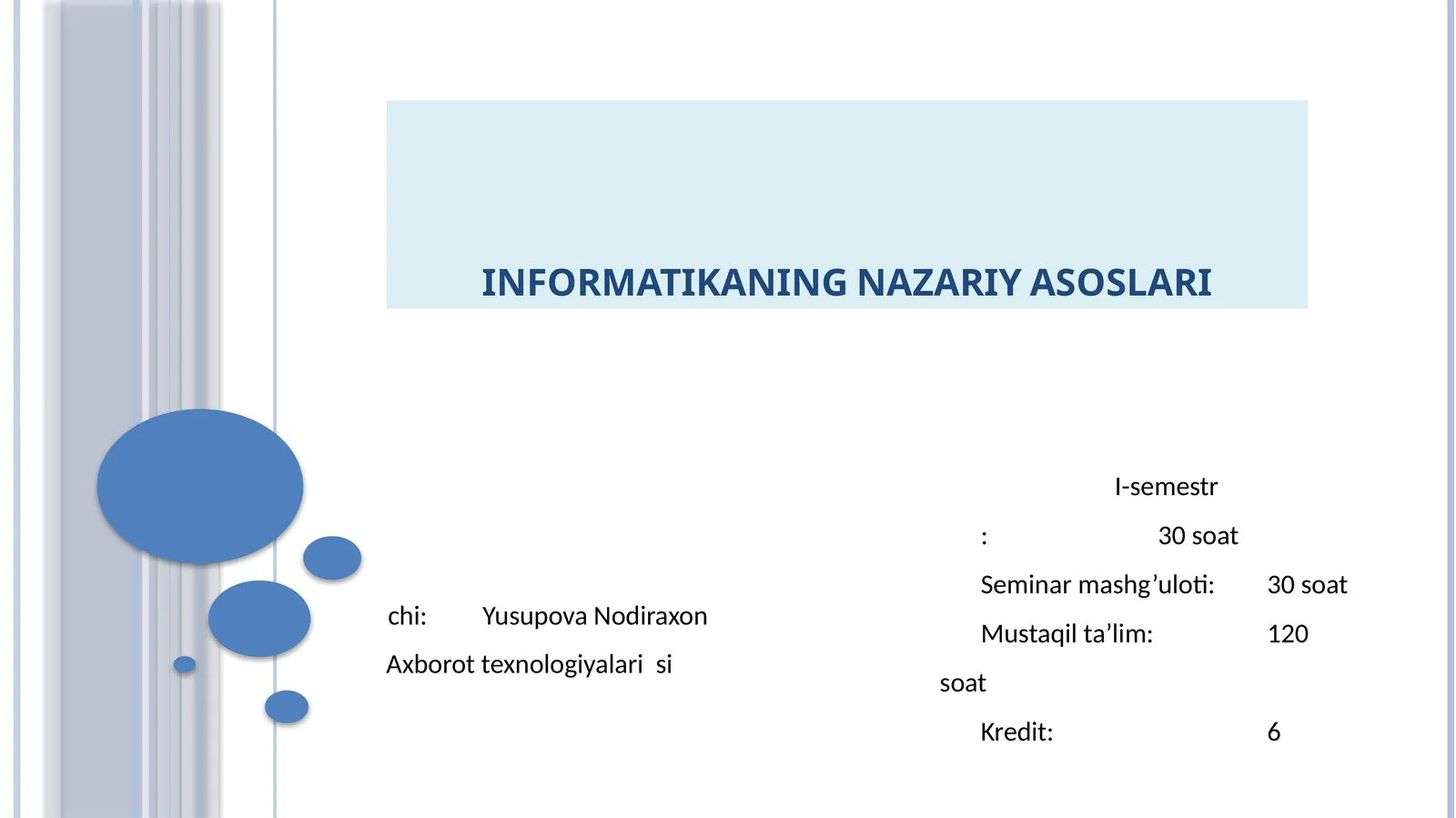 INFORMATIKANING NAZARIY ASOSLARI