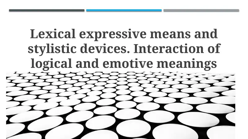 Lexical Expressive Means and Stylistic Devices: An Overview