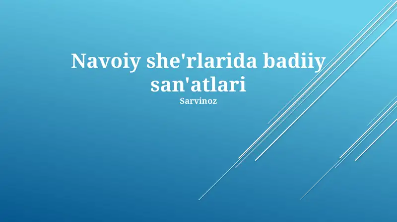 Navoiy she'rlarida badiiy san'atlari