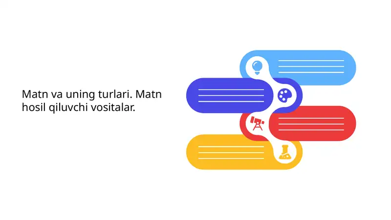 Matn Matn va uning turlari. Matn hosil qiluvchi vositalar.