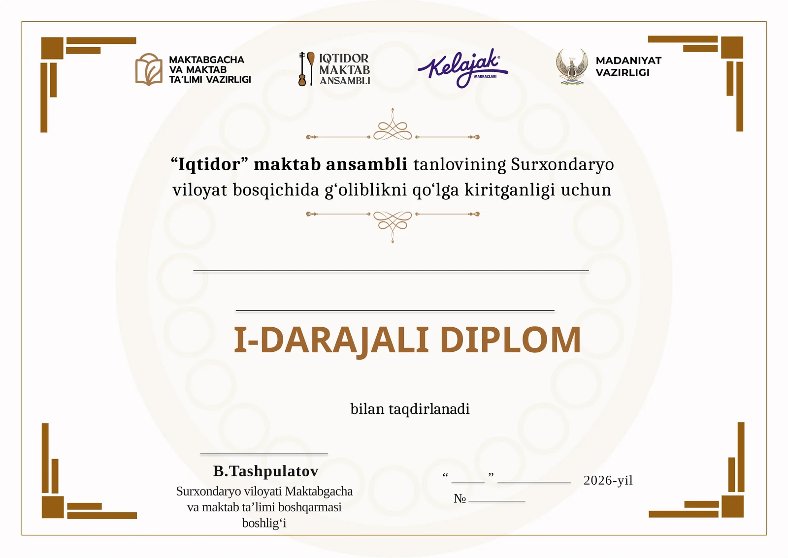 Diplom, sertifikat, tashakkurnoma