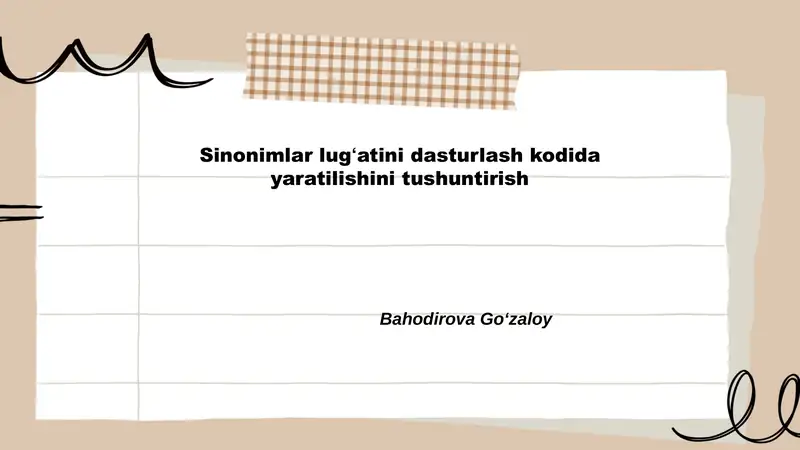 Sinonimlar lugʻatini yaratish