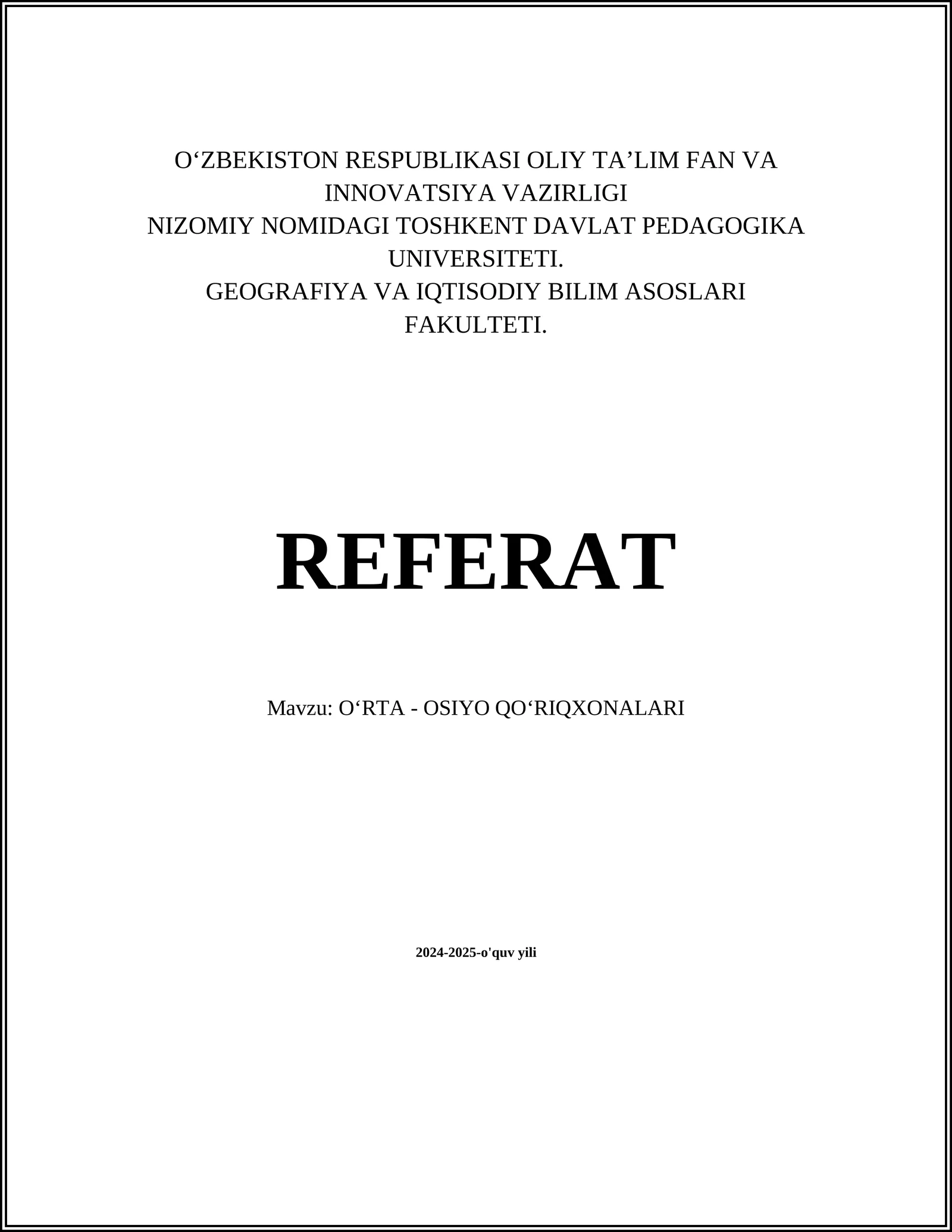 O'rta Osiyo biologik xilma-xilligi