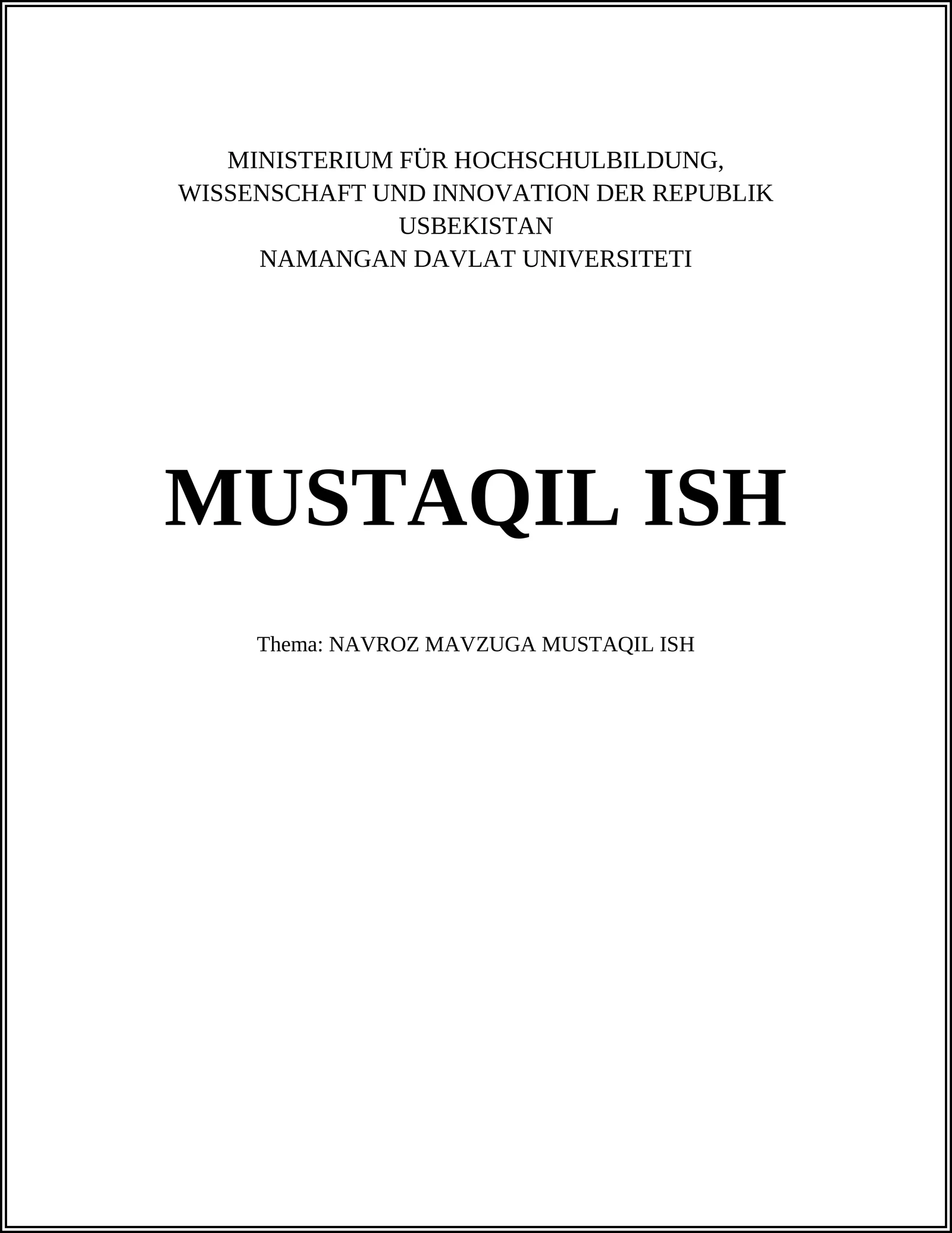 NAVROZ MAVZUGA MUSTAQIL ISH