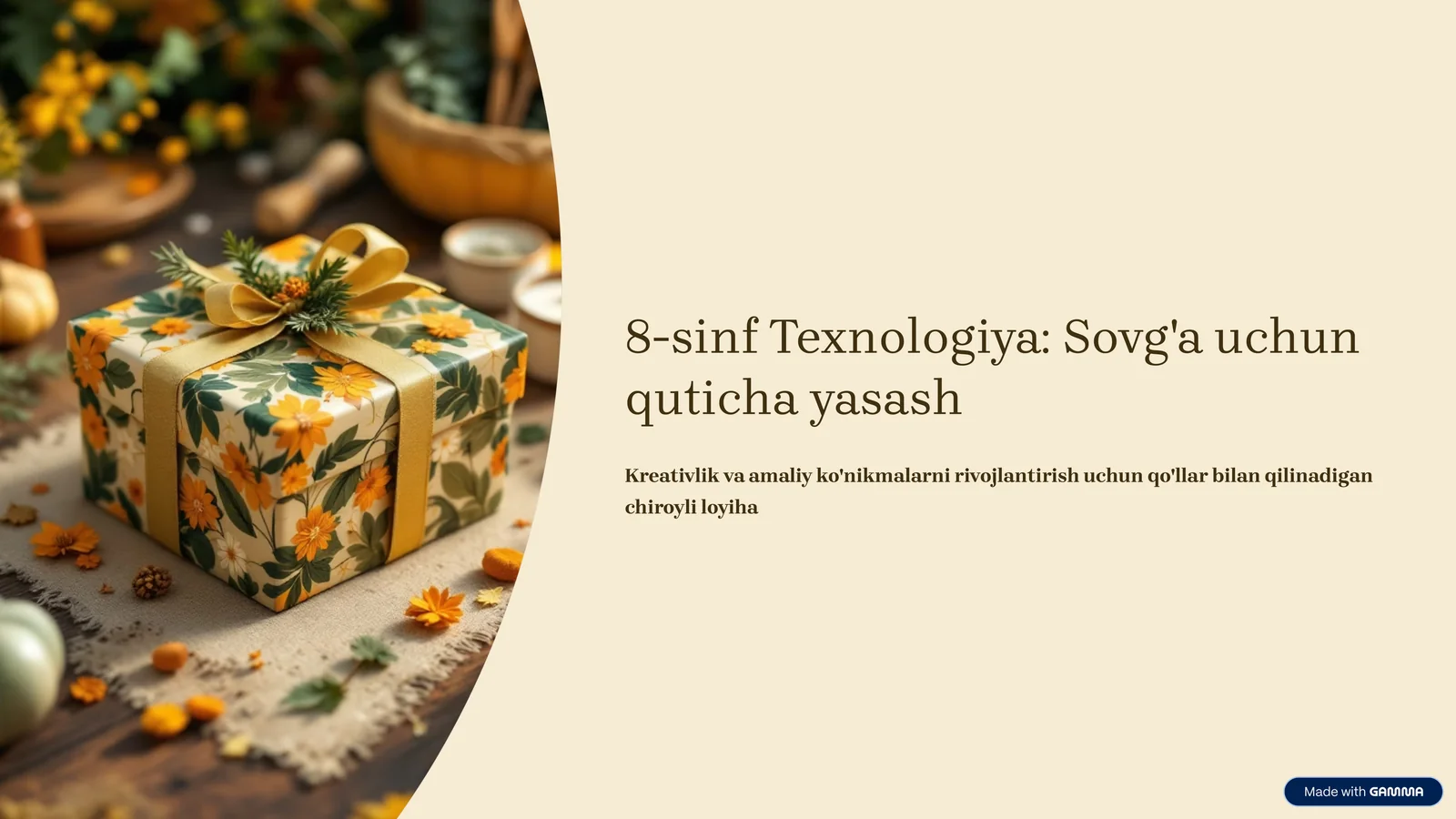 8-sinf Texnologiya: Sovg'a uchun quticha yasash