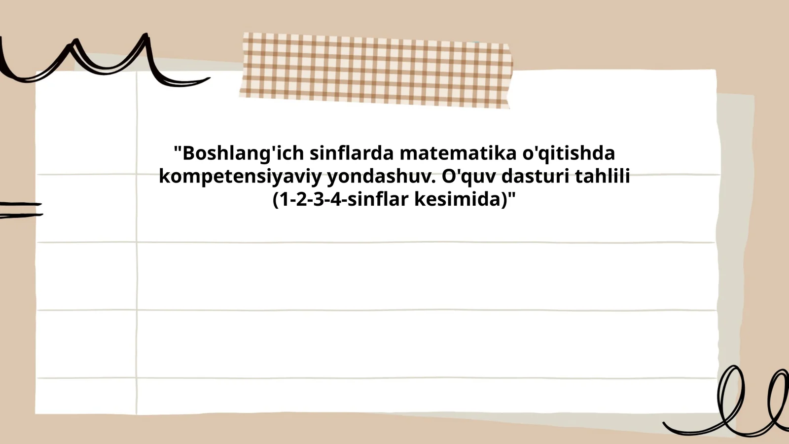 O'quv dasturi tahlili (1-2-3-4-sinflar kesimida)
