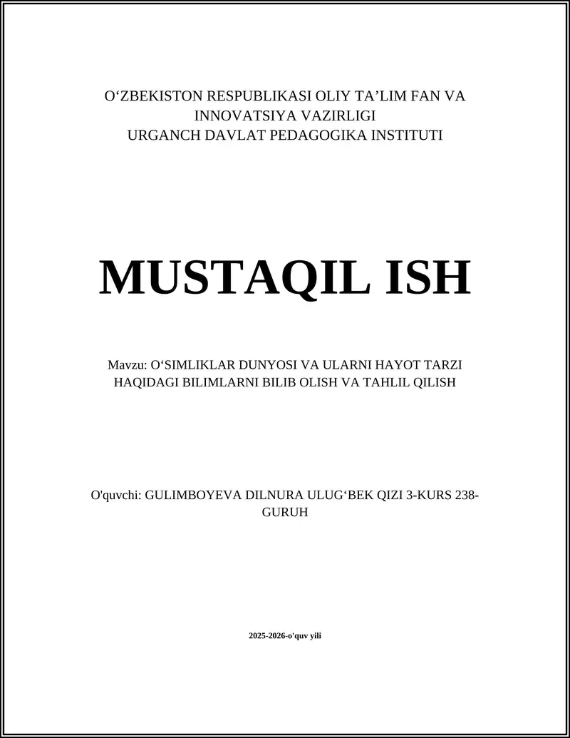 Oʻsimliklar taksonomiyasi va tizimlashtirish