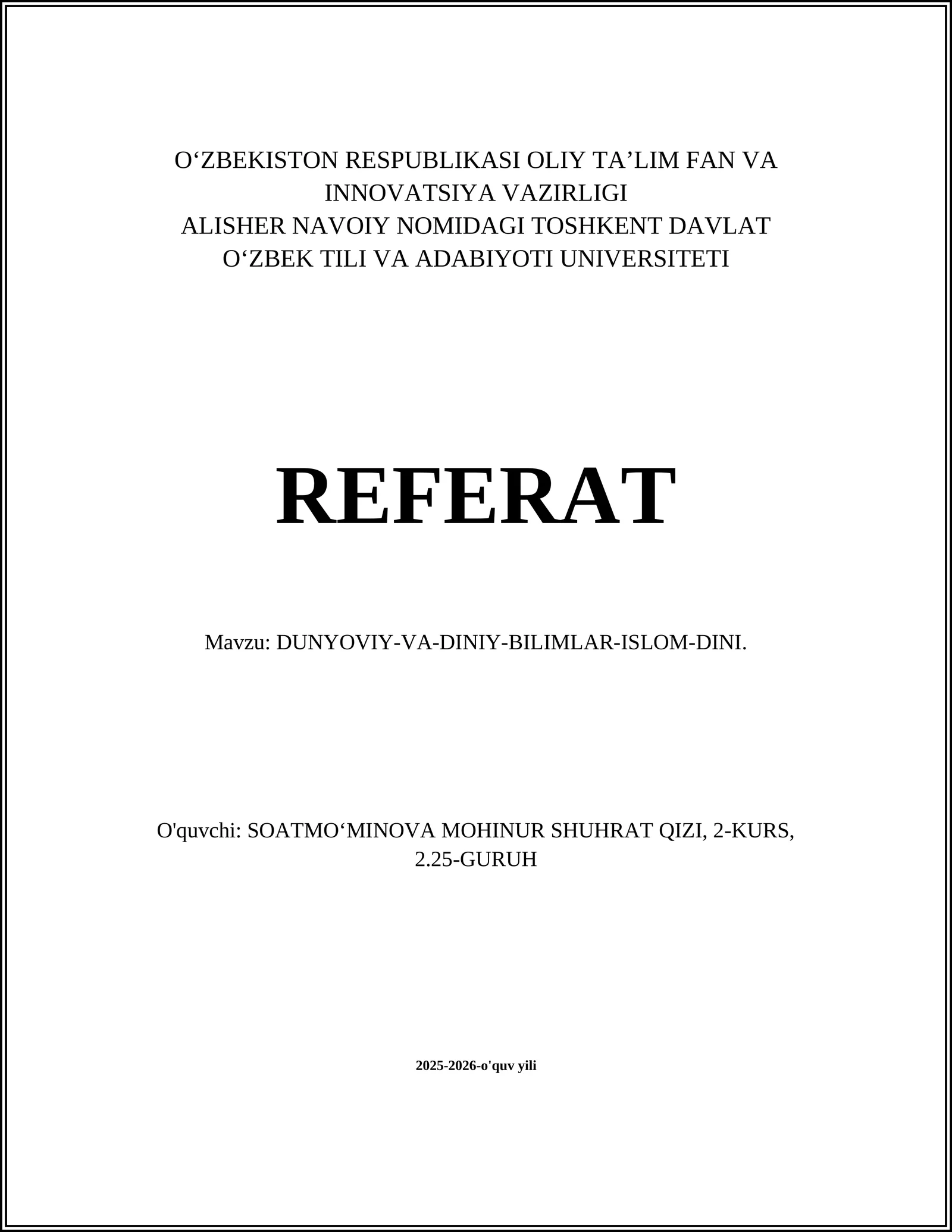 DUNYOVIY-VA-DINIY-BILIMLAR-ISLOM-DINI