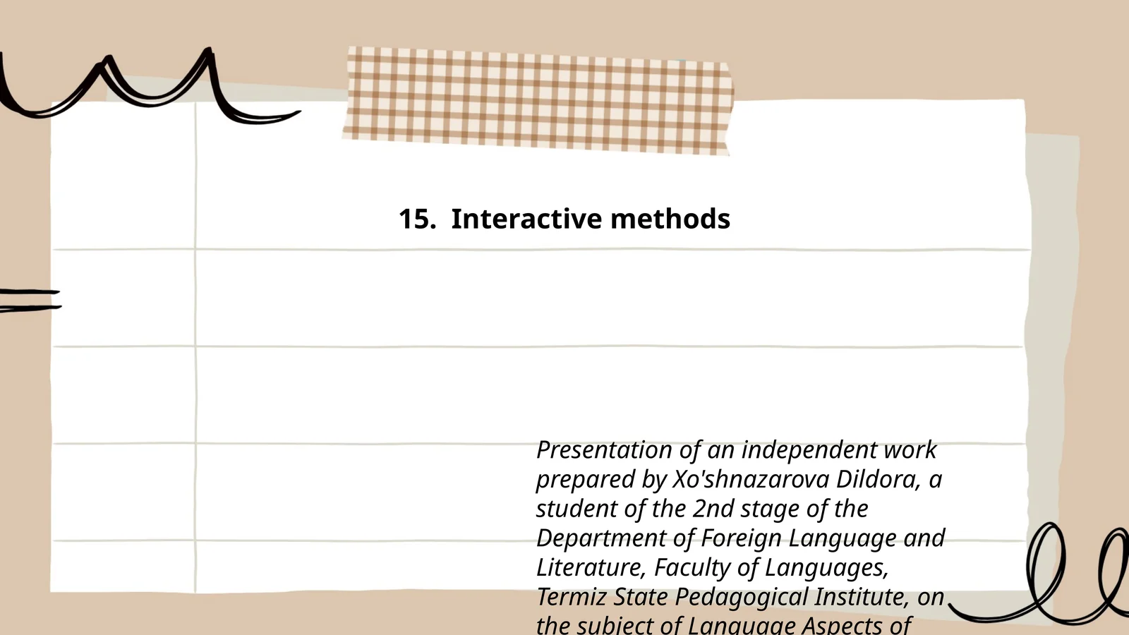 Interactive methods