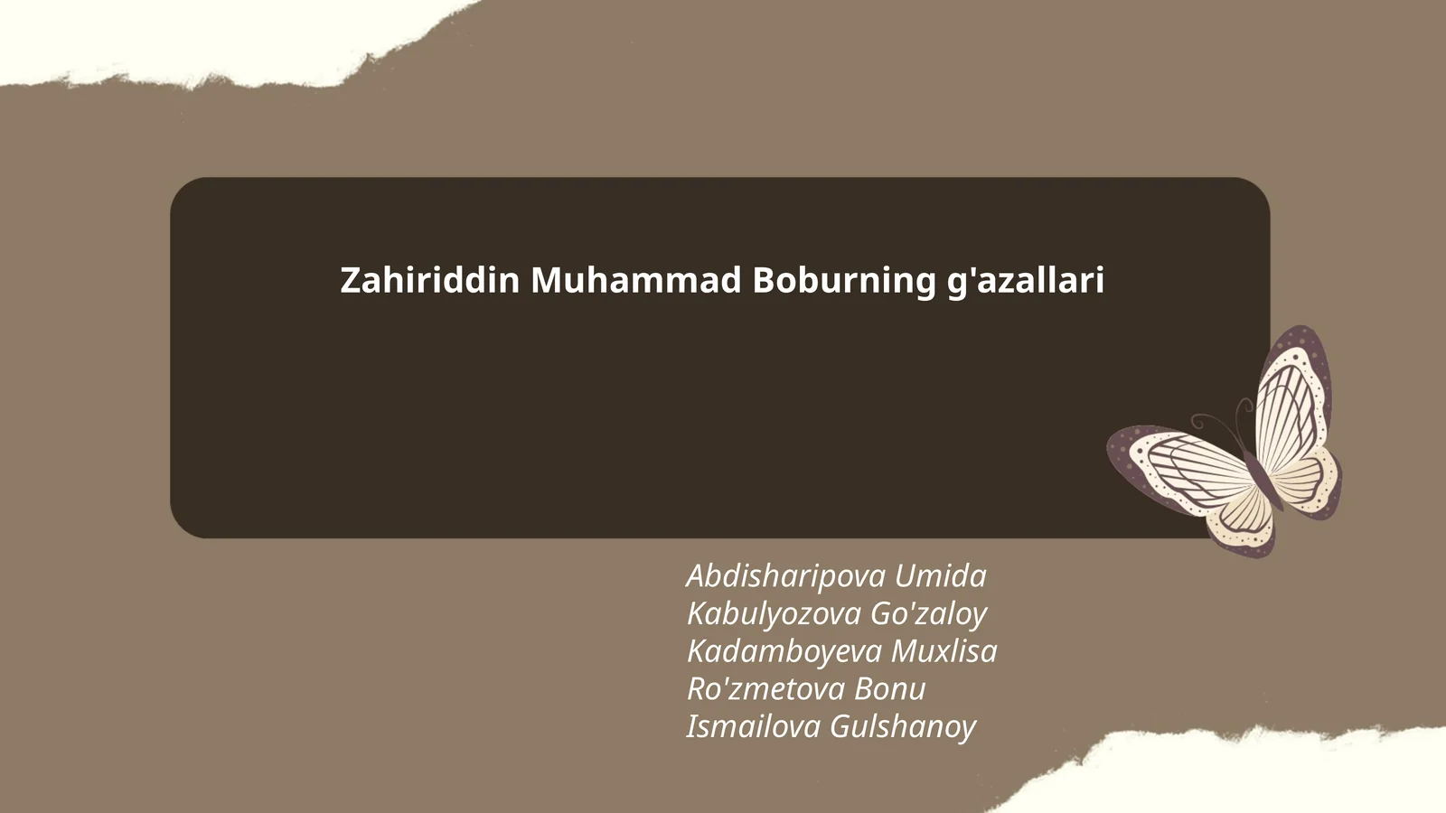 Zahiriddin Muhammad Boburning g'azallari