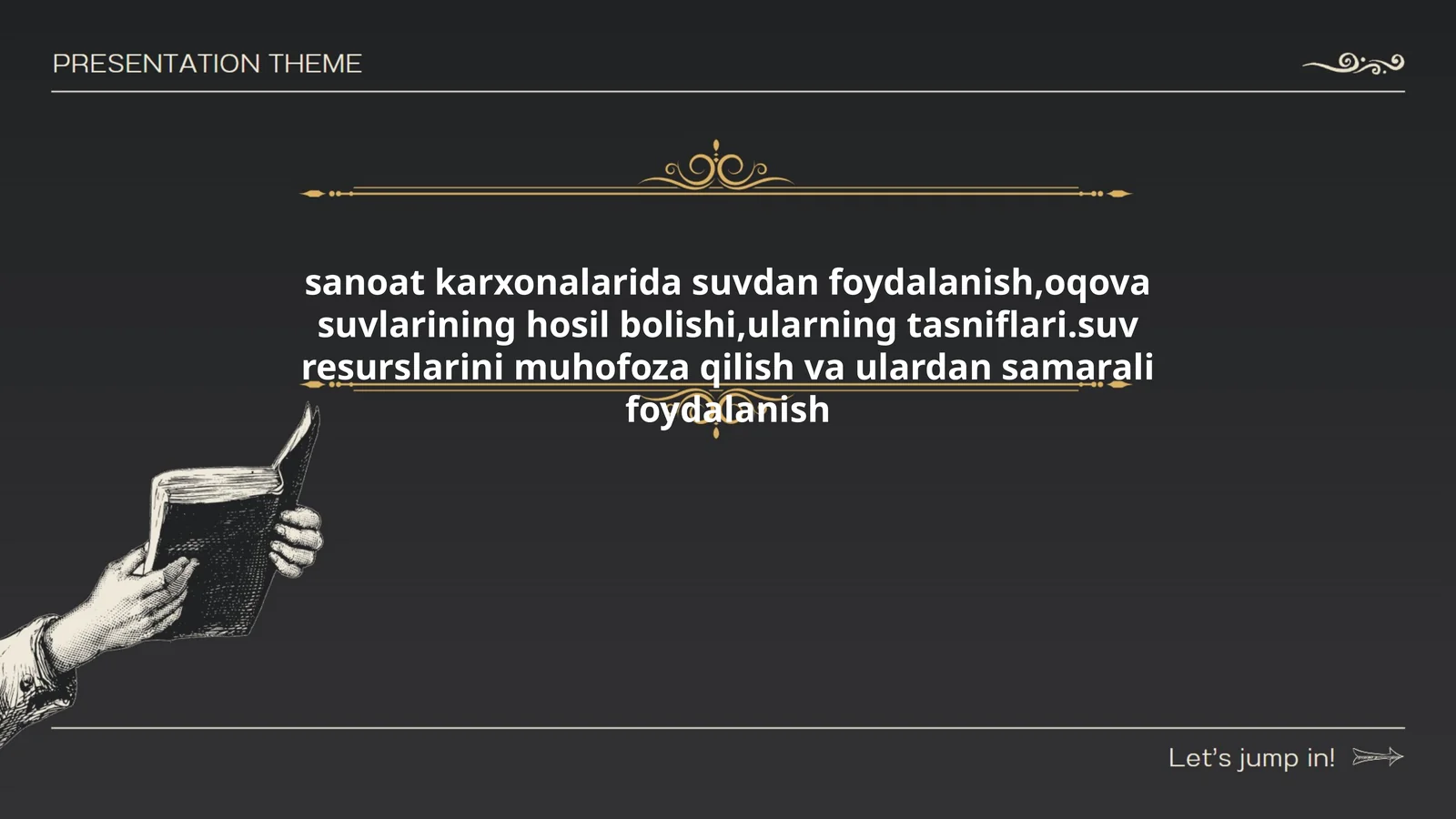 sanoat karxonalarida suvdan foydalanish,oqova suvlarining hosil bolishi,ularning tasniflari.suv resurslarini muhofoza qilish va ulardan samarali foydalanish