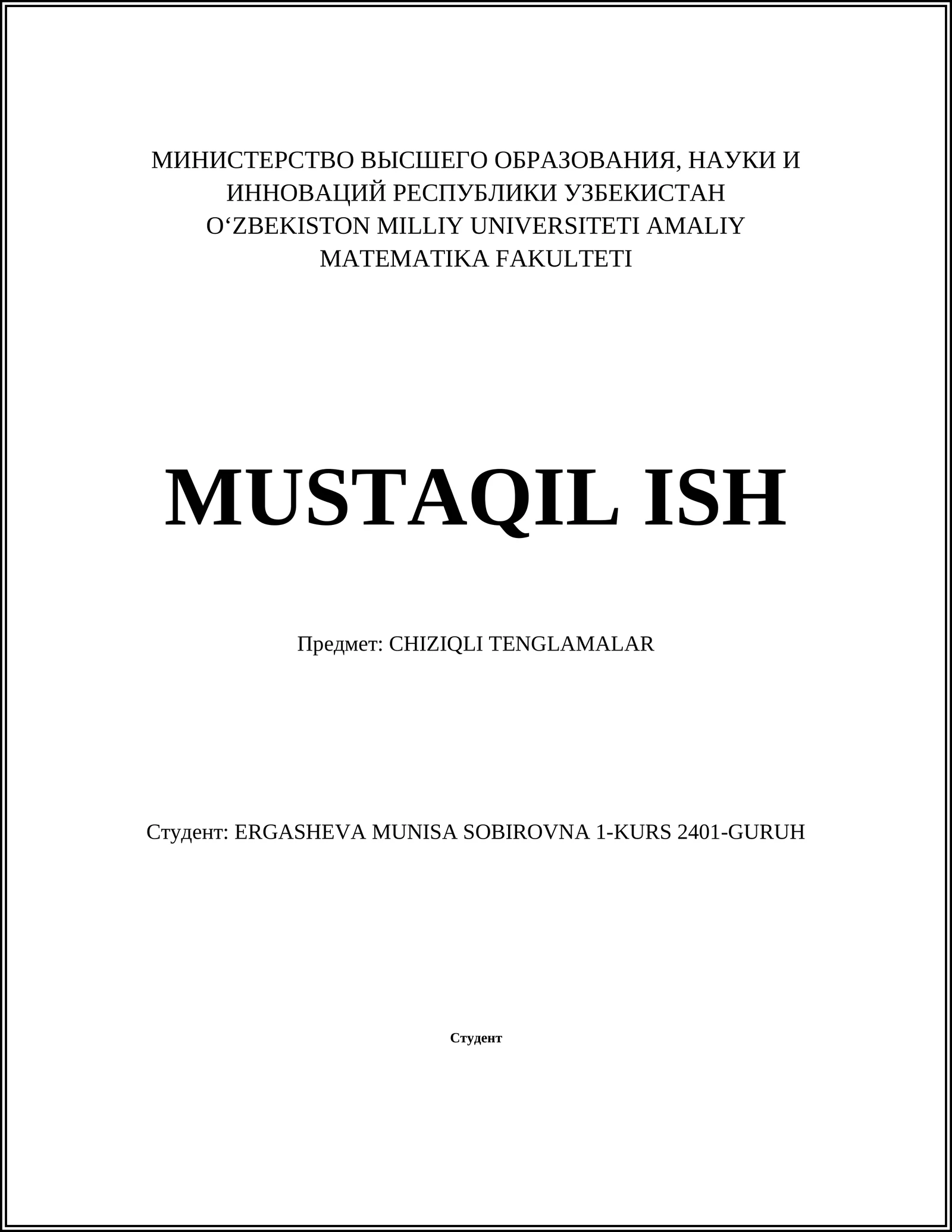 CHIZIQLI TENGLAMALAR