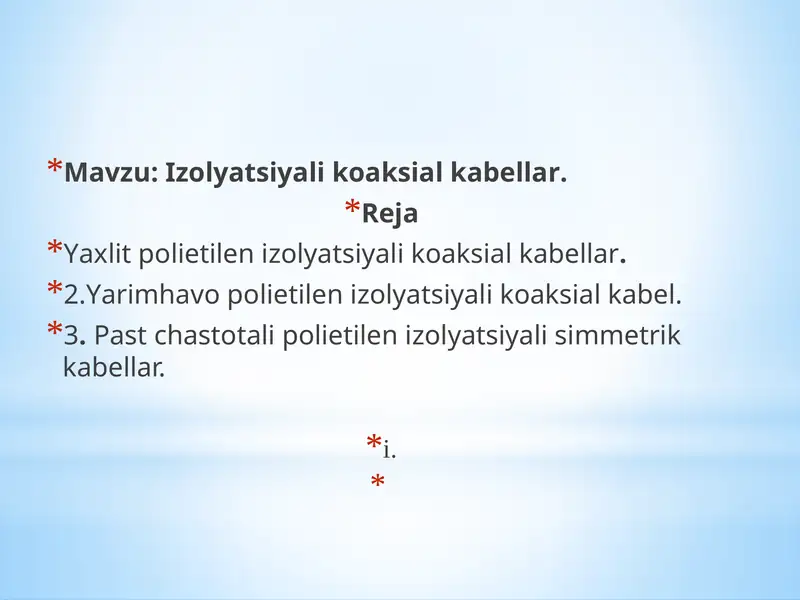 Izalyatsiyali koaksial kabellar