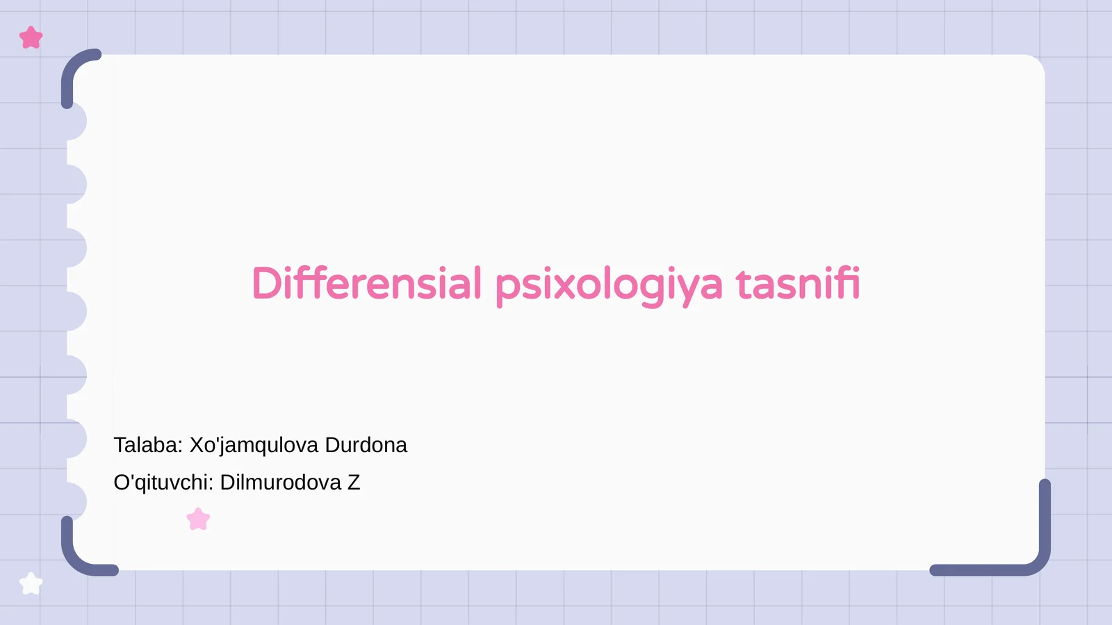 Differensial psixologiya tasnifi