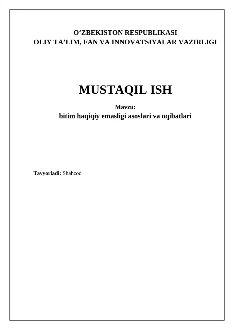 bitim haqiqiy emasligi asoslari va oqibatlari