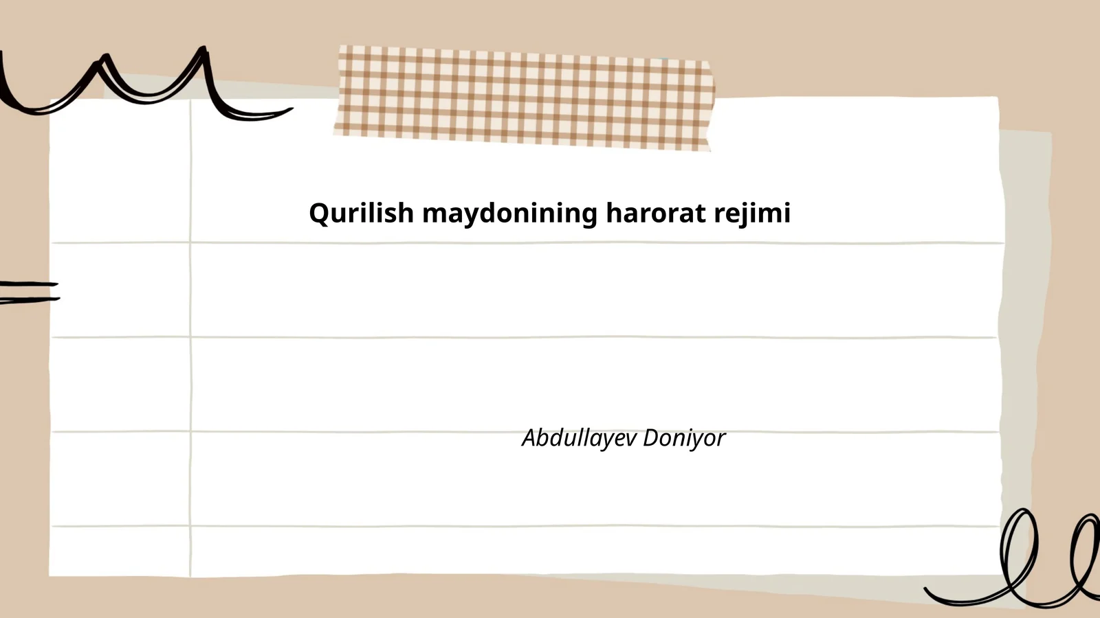 Qurilish maydonining harorat rejimi