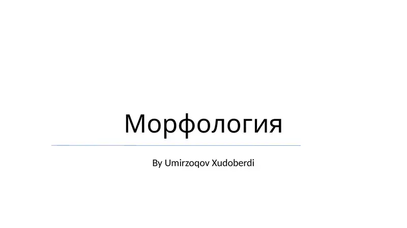 Морфология
