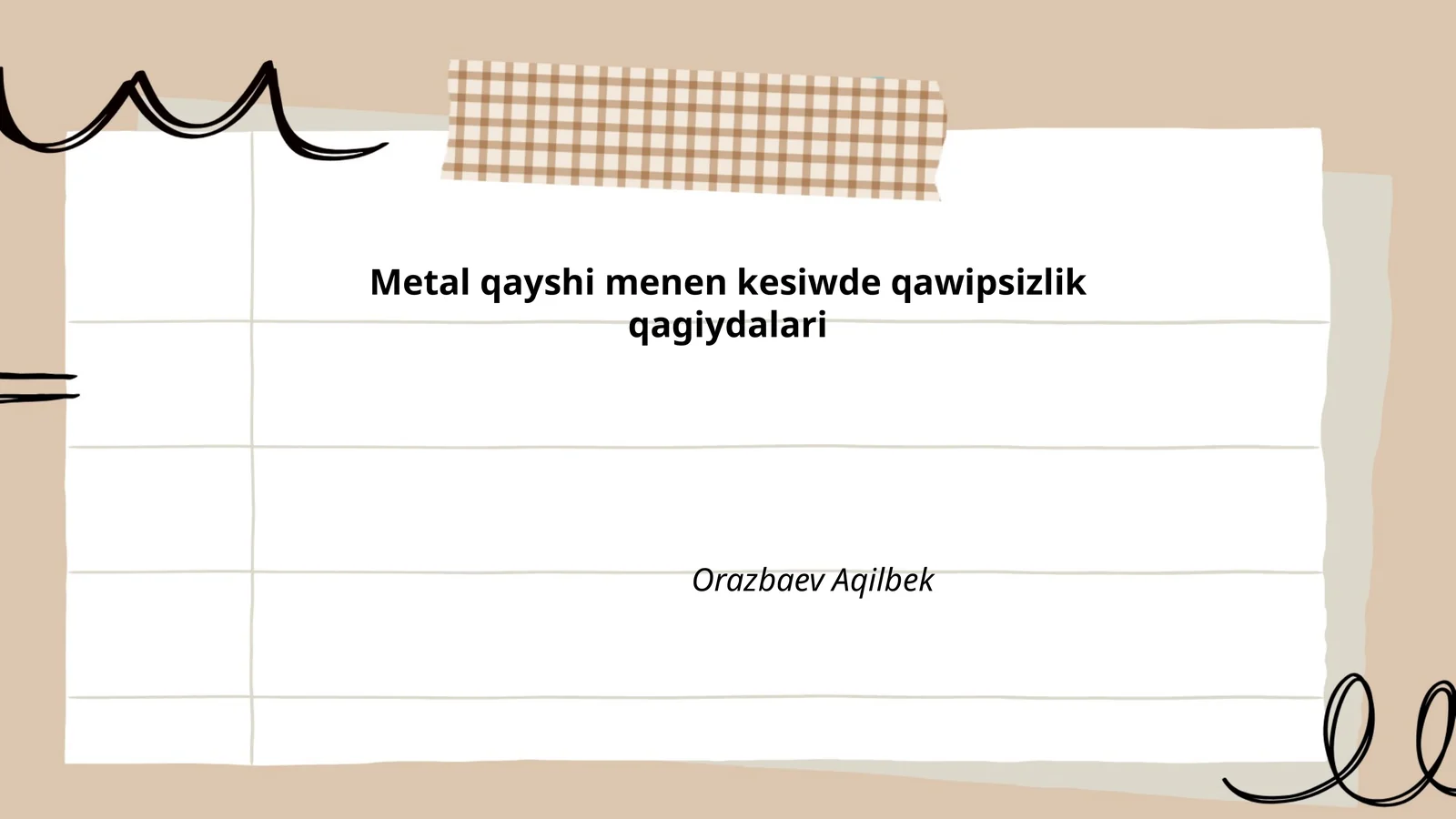 Metal qayshi menen kesiwde qawipsizlik qagiydalari