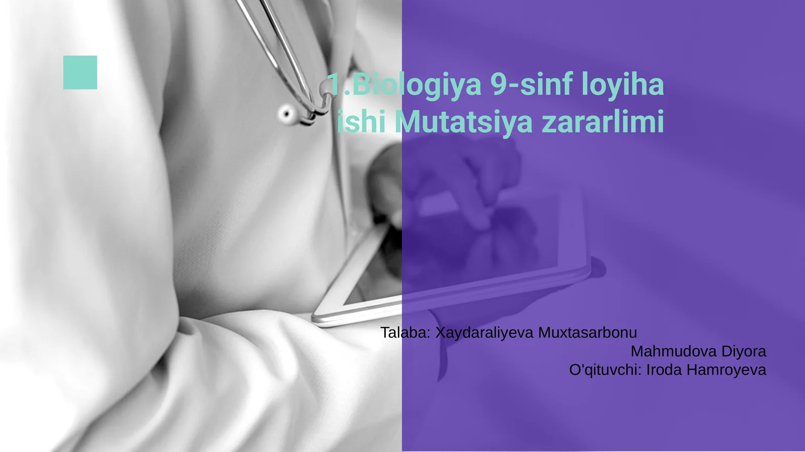 Biologiya 9-sinf loyiha ishi Mutatsiya zararlimi