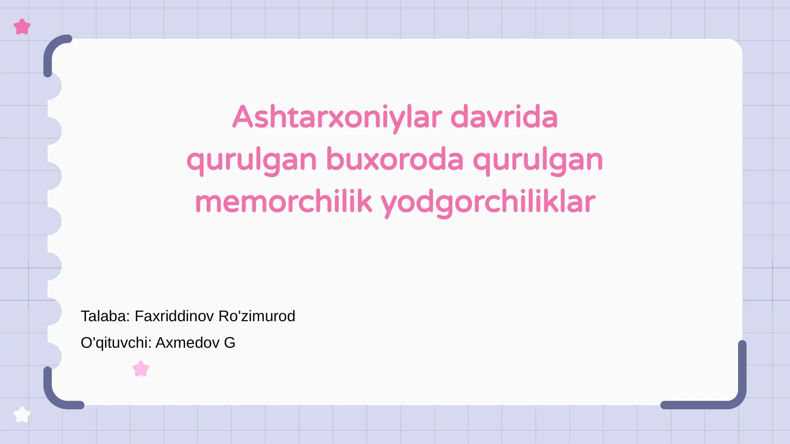 Ashtarxoniylar davrida qurulgan buxoroda qurulgan memorchilik yodgorchiliklar
