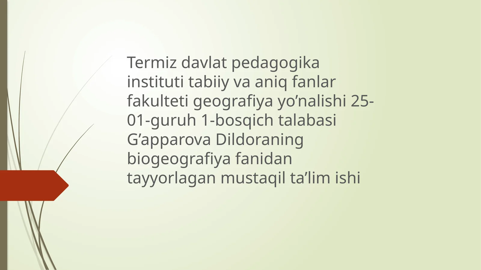 Geografiya yo’nalishi test savollari