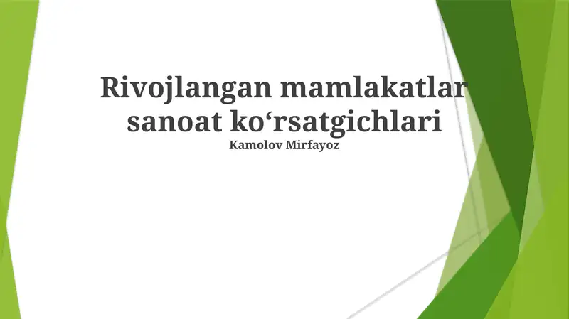 Rivojlangan mamlakatlar sanoat koʻrsatgichlari