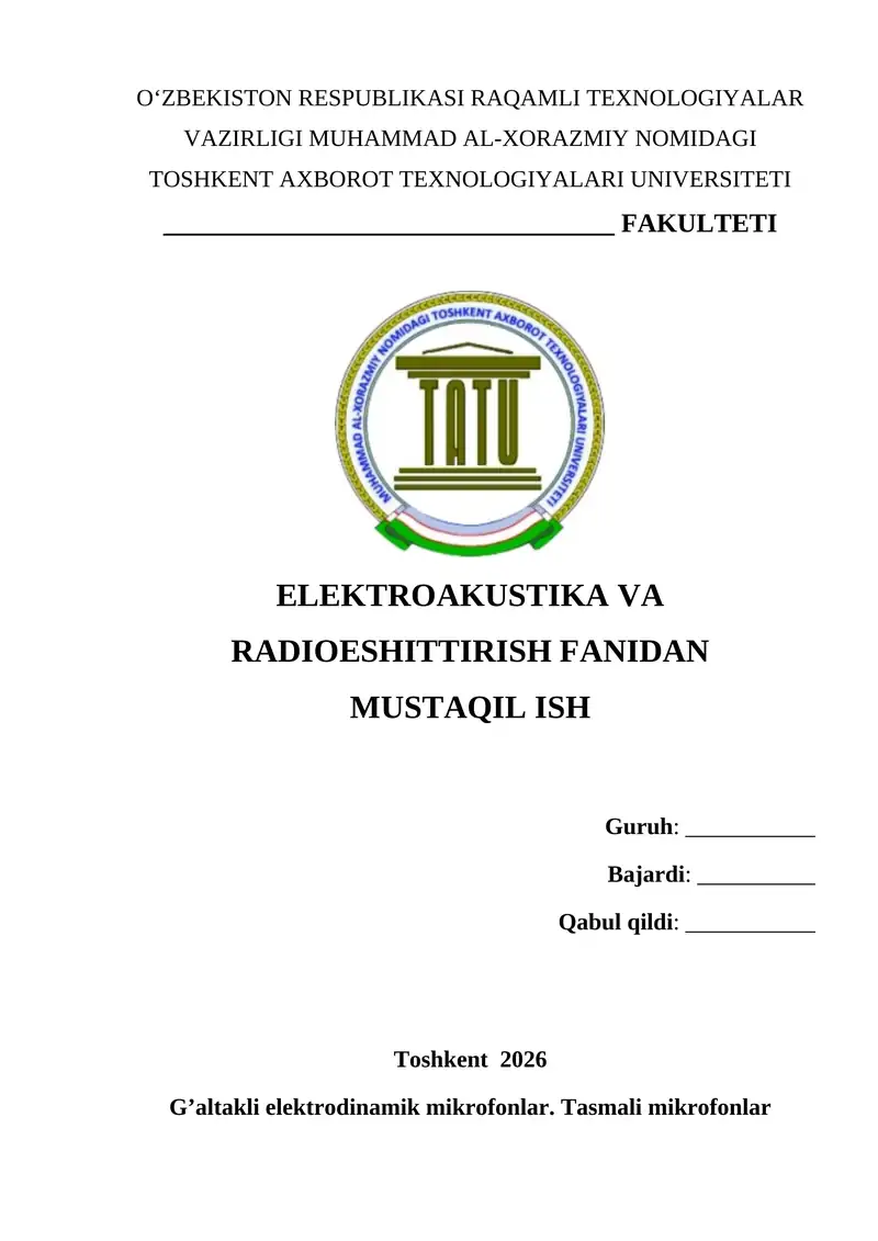 Gʼaltakli elektrodinamik mikrofonlar. Tasmali mikrofonlar