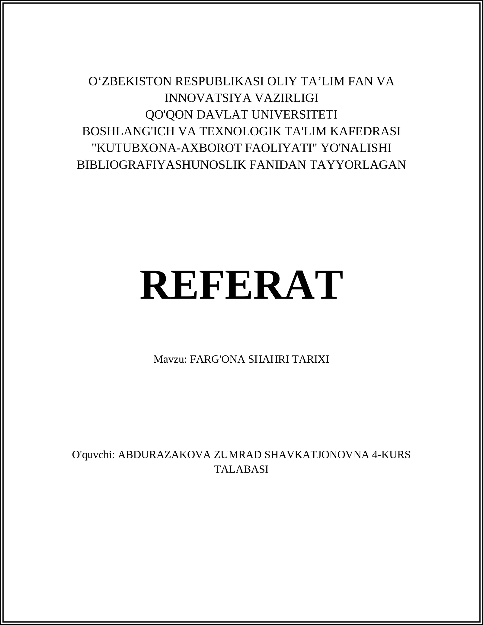 FARG'ONA SHAHRI TARIXI