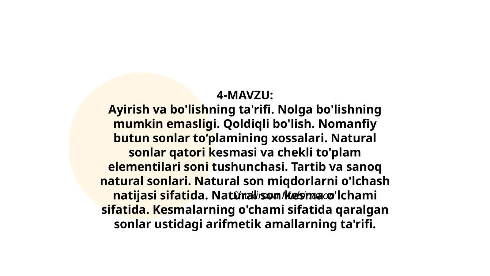 Ayirish va bo'lishning ta'rifi