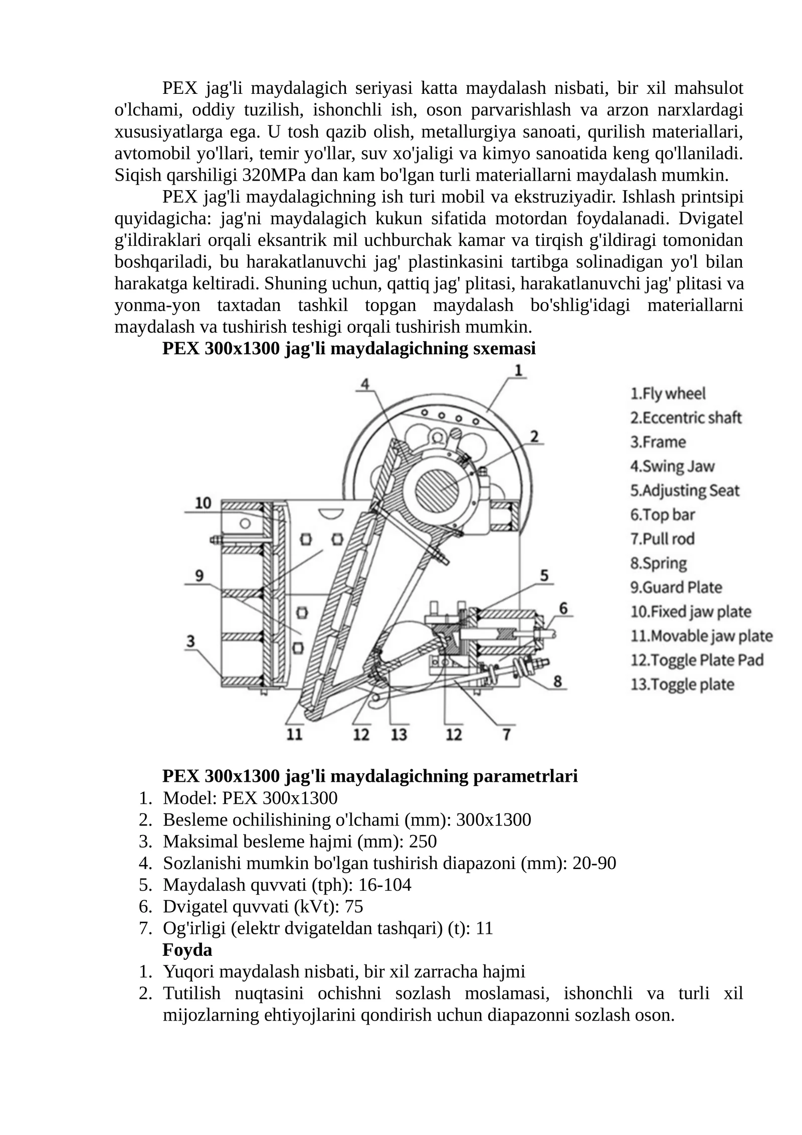 PEX 300x1300 jag'li maydalagich