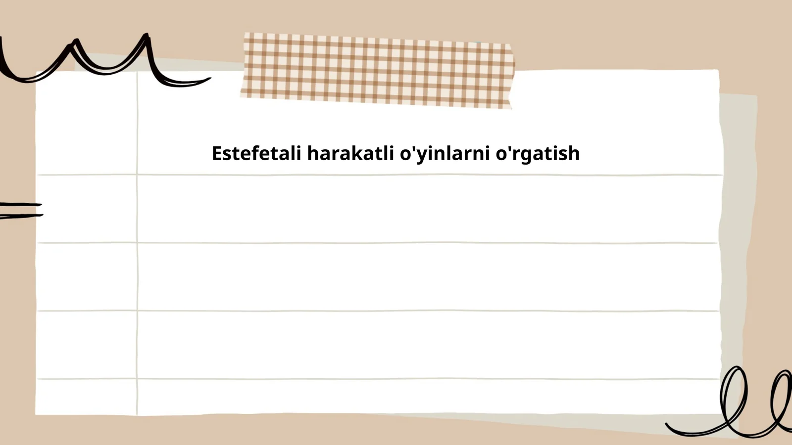 Estefetali harakatli o'yinlarni o'rgatish