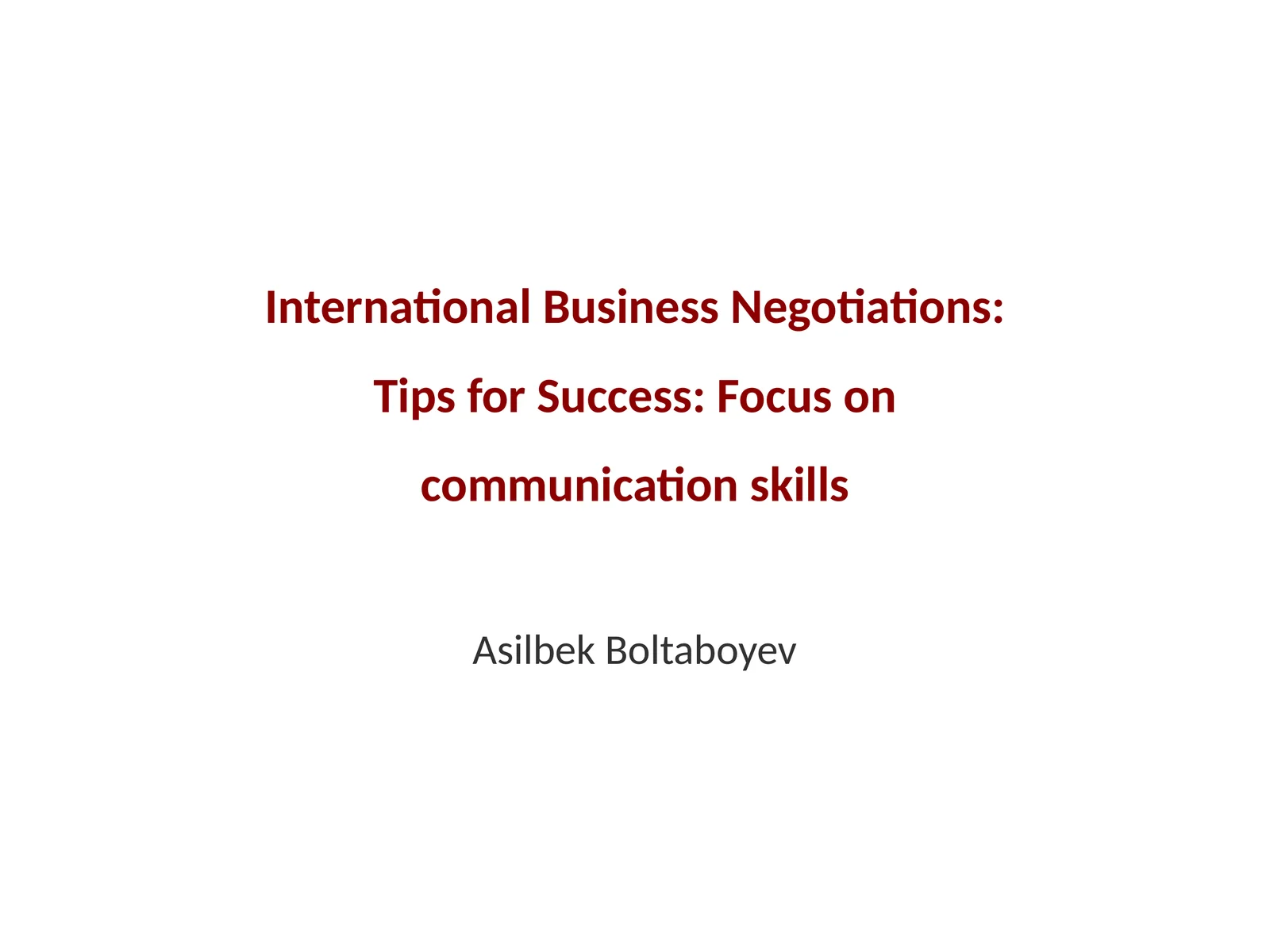 Introduction to International Negotiations