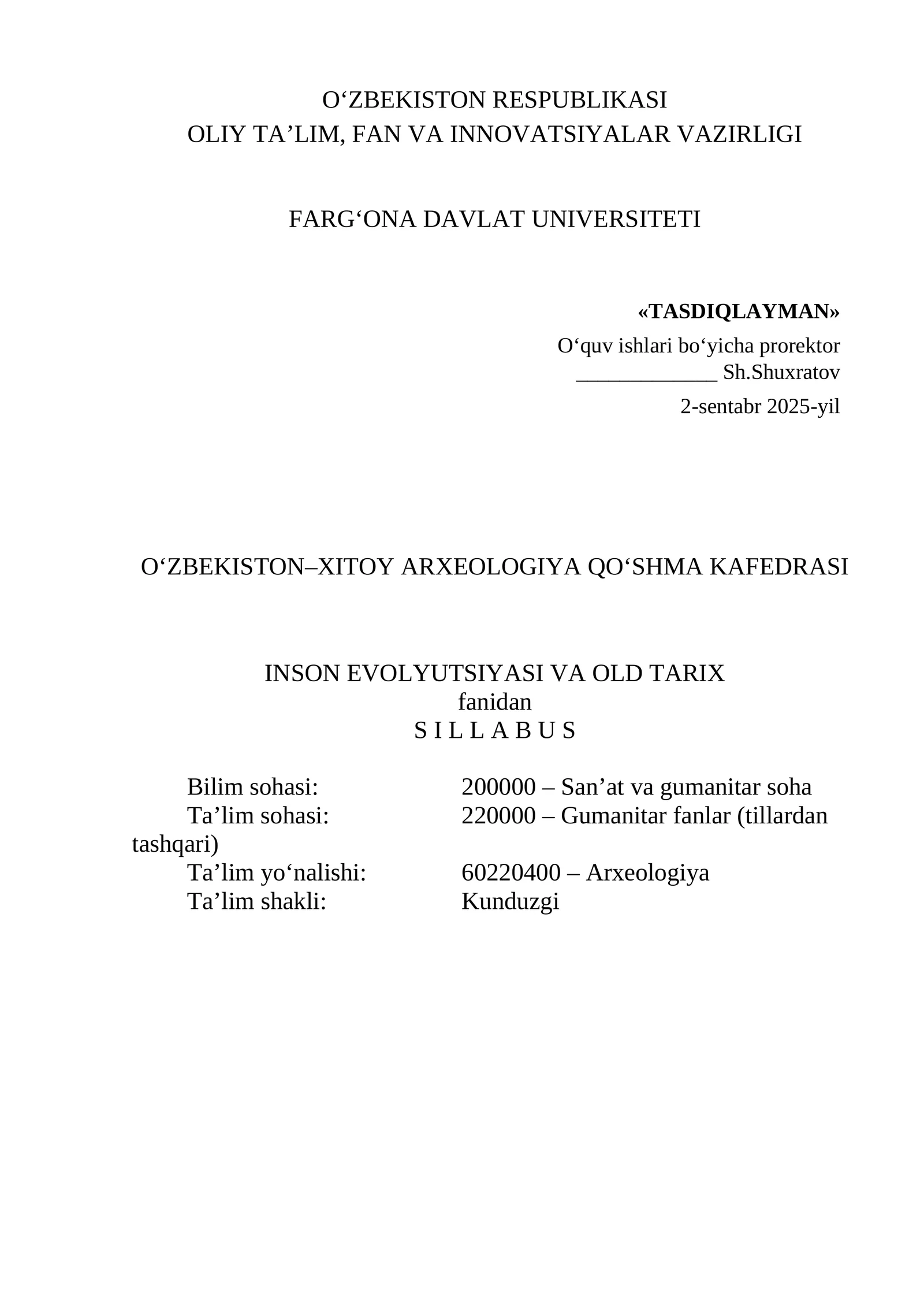 Inson evolyutsiyasi va old tarix