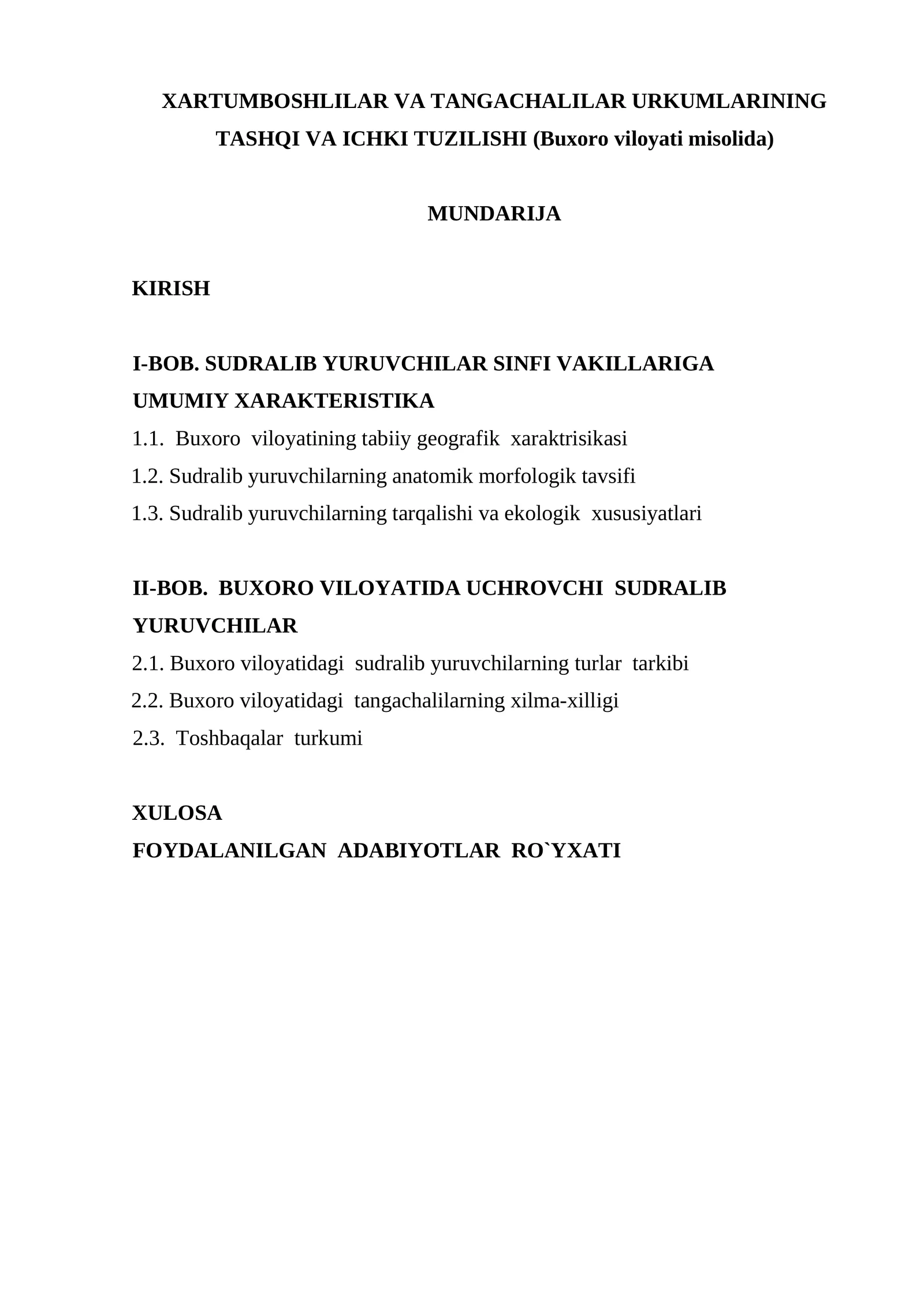xartumboshlilar va tangachalilar turkumlarining tashqi va ichki tuzilishi
