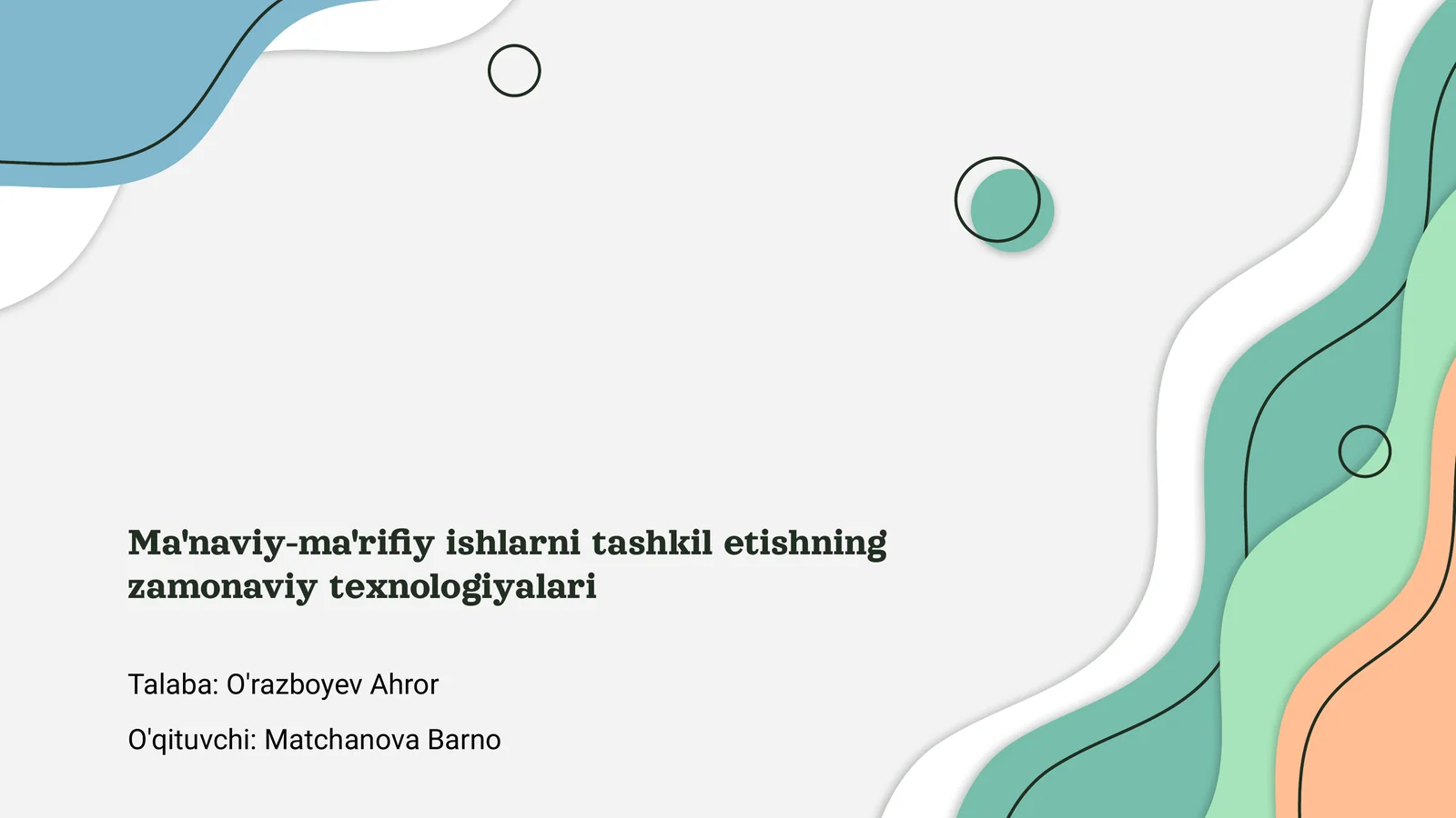 Ma'naviy-ma'rifiy ishlarni tashkil etishning zamonaviy texnologiyalari