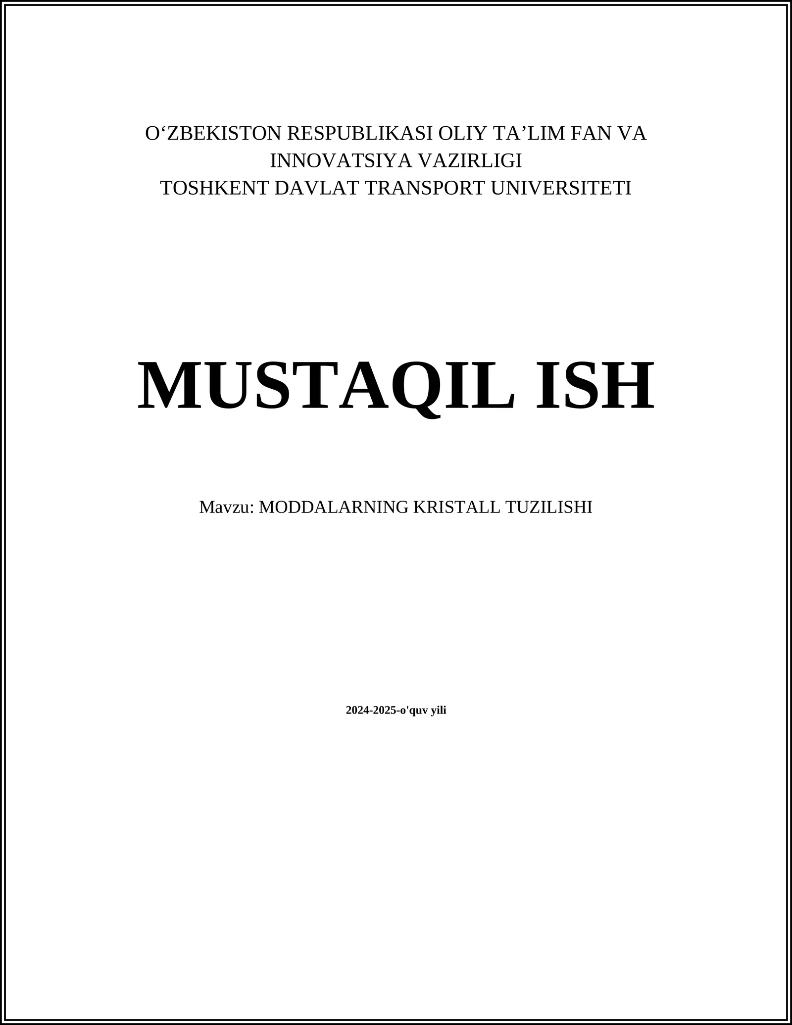 MODDALARNING KRISTALL TUZILISHI