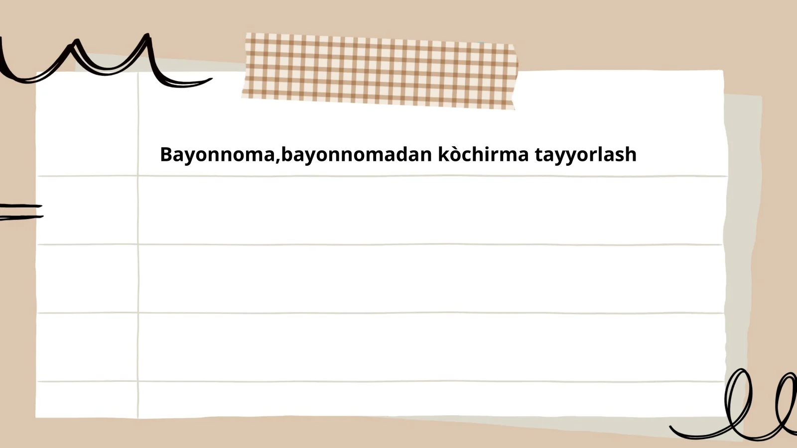 Bayonnoma,bayonnomadan kòchirma tayyorlash
